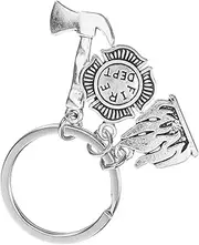 [GLSTOY] Firefighter Keychain Decorative Pendant Unique Fireman Charm present for Versatile Keyring for Bags Handbags Lanyards Eye Catching Design