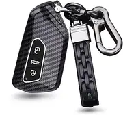 ontto Plastic Car Key fob Cover fit for VW ID.3 ID.4 Golf 8 Seat Leon MK4 Tarraco Ateca Skoda Octavia Enyaq 2020-2021 Keyring Accessories Remote Key case Key Holder Keychain Carbon Black