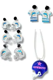 Game Day Jewelry Bundle – Cowboys & Dolphins Fan Gift Set – Earrings & Necklaces