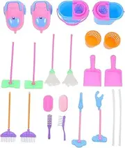 Abaodam 2 Sets 18pcs Boys and Girls Cleaning Toy Set Pretend Play Cleaning Tools Realistic Vacuum Cleaner Toy Random Color
