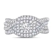 14k White Gold Round Diamond Bridal Wedding Ring Set 7/8 Cttw (Certified)