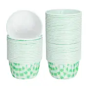 Mini Cupcake Liners, 50Pcs Cupcake Muffins Liners Holders(Green and White)