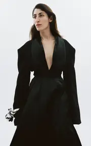 [A.W.A.K.E. MODE] Cummerbund-Collar Crepe Tuxedo Top