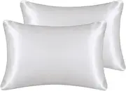 LCBD Silky Satin Toddler Pillowcases Set of 2, Super Soft Travel Pillow Covers, Small Kids Pillow Cases with Envelope Closure, 13"x 18", Ivory