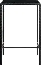 Generic Garden Bar Table Black 70x70x110 cm Poly Rattan and Glass
