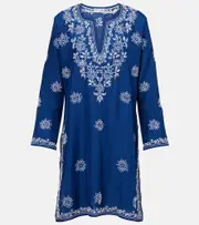 [Juliet Dunn] Juliet Dunn Embroidered silk tunic UK 14 blue