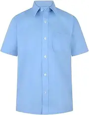 [L S U] Boys Dress School Shirts Short Sleeve Long Sleeve in Blue & White Colour