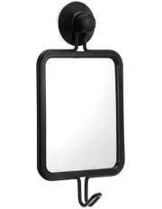 [BOXSWEDEN] 25 x 12.5cm Suction Wall Hanging Mirror w/ Hook Home Decoration Black