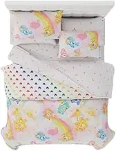 Franco Collectibles Care Bears Classic Retro Rainbow Bedding 7 Piece Super Soft Comforter and Sheet Set with Sham, Queen, (100% Official Licensed Product)