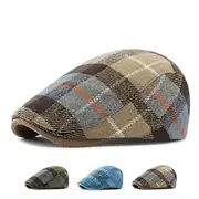 Men's Flat Cap Baseball Cap Military Cap Cadet Hat Blue khaki Polyester Fashion Casual Street Daily Plaid Adjustable Sunscreen Breathable