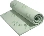 EXQUIZIT HOME Bamboo Mattress Topper Memory Foam Removable Zip Cover With Antibacterial hypo Allergenic Single Bed Mattress Topper 90cm x 190cm + 2cm Approximately
