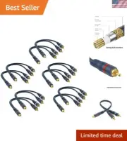 RCA Y Splitter 1 Female to 2 Male - Gold-Plated for High-Fidelity Audio & Video