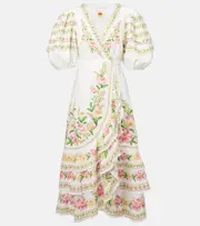 [Farm Rio] Farm Rio Floral cotton wrap dress AU 8 multicoloured