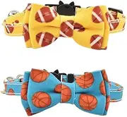 Bowtie Collar with Bell, Cute Plaid Kitty Collars Adjustable Kitten Collar Safety Buckle7.5-11.4 in PjxTBd (Color : Football Basketball)