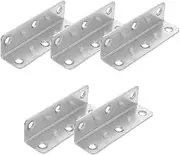 PRETYZOOM 5pcs Heavy Duty Stainless Steel Corner Bracket Bracket for Reliable Shelf Support Furniture Assembly Garden Bed Construction Easy Installation Silver Finish