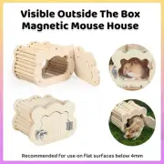 Magnetic Mouse House Wooden Small Pet Hideout with Suction for Hamsters AU