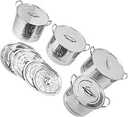 4PCS Stainless Steel Soup Pot Set, Boiling Steaming Frying Pots Kitchen Cookware with 8 Lids for Stacking Storage