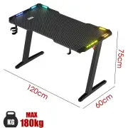Advwin Gaming Desk Ergonomic Computer Desk LED Light