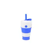 450ml Creative Silicone Coffee Cup with Straw Folding Cup Water Cup Sports Travel Bottle-Blue