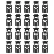 20pcs Cord Lock Single Hole Spring Toggle Stopper for Drawstring, Black