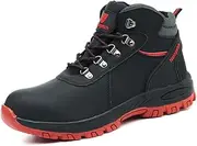 [Nasogetch] Steel Toe Boots for Men Women Work Boots Comfortable Lightweight Steel Toe Shoes Puncture Proof Non Slip Work Shoes Fleece-Lined