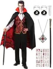 Oumbivil Vampire Costume Men Adult Gothic Medieval Royal Vampire Cape LARGE
