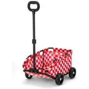 Red Lattice Compact Foldable Pet Stroller for Dogs and Cats - Lightweight Travel