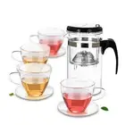 5in1 Tea Set - Piaoyi Glass Kungfu Teapot + 4x Tea Cup & Saucer Sets