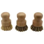 Palm Pot Brush- Bamboo Round 3 Packs Dish Brush Natural Scrub Brush 6184
