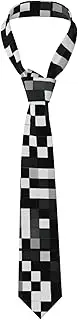 [OAZCVBNN] Black White Formula Checkered Pattern Print Men's Ties Wedding Tuxedo Sets Essential Tie Accessories 1.4 IN x 3.1 IN x 4.76 FT