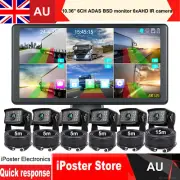 10.36"IPS Monitor+6xAHD Camera For Truck DVR BSD RearView Reverse Video Recorder