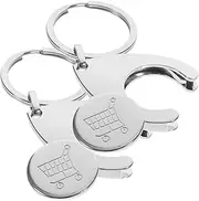 CIYODO 2pcs Trolley Cart Token Portable Hand Truck Car key Shopping Trolley Key Chain Decoration Trolley Key Ring Shopping Trolley Token Pendant Glossy Silver Metal Shopping Unlocker