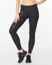 2XU Womens Light Speed Mid-Rise Compression Tights - Black/Black Reflective - XS