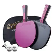 Senston Painted Ping Pong Paddle Premium 5-ply Ping Pong Paddles with Balls-Pink