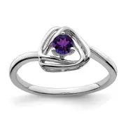 Solid 14k White Gold Simulated Amethyst Triangle Ring