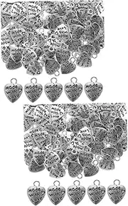 [Tofficu] Pendant Favors Jewelry Dangle Charms Gold Hoop Earrings Bracelet Making Kit Love Charms Bulk Heart Charms Jewelry Making Supplies Letter Charms Zinc Alloy Silver