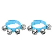 2 Pack Wrist Bells, Jingle Bells Christmas Hand Bells with 4 Bells Blue