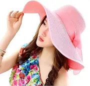 [FSIGOM] MIWORM Women's Wide Brim Sun Protection Straw Hat,Folable Floppy Hat,Summer UV Protection Beach Cap