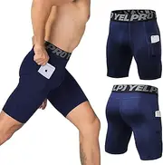 [SPVISE] Men's Sports Compression Shorts, Performance Baselayer Running Short with Pocket Navy