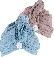 OFFIGAM 2Pcs Hair Drying Towel Wraps Ultra Absorbent Microfiber Hair Turbans for Women Fast Drying Washable Head Wraps