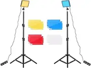 2 Packs P graphy Light Video Lights 5600K with Adjustable Tripod 4 Color for Video Conference Live Streaming Video ing P graphy Selfie Makeup Black 2 Packs