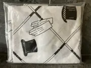Vtg NEW 70s 80s Twin Fitted Bed Sheet Novelty BLACK & WHITE NOVELTY PRINT NOS