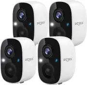 DZEES Outdoor Security Camera, 4 Pack Battery Powered Wifi Camera Surveillance