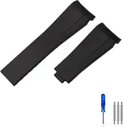 WIKUNA Rubber Silicone Watchband 20mm 21mm for Rolex Submariner Daytona Deepsea Oysterflex Rolex-Strap Watches Band GMT Bracelet Watch (Color : Black no Buckle, Size : 20mm)