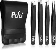 Pefei Tweezers Set - Professional Stainless Steel Tweezers for Eyebrows - Gre...