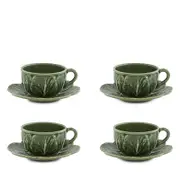Bordallo Pinheiro Cabbage Teacup & Saucer Set, Service for 4