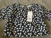 PUMPKIN PATCH long sleeve top BNWT blue white print size 6-12mths