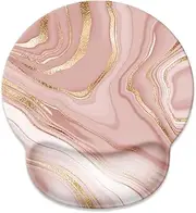Mouse Pad with Wrist Rest Support,Cute Custom Gaming Made Non Slip Rubber Base Mousepad, Ergonomic Mouse Wrist Rest Pad Computer Laptop Mousepad (Pink Rose Gold)