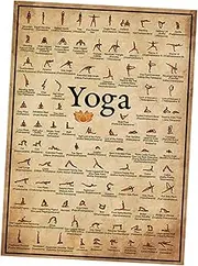 Mipcase Yoga Chart Canvas Print Wear Resistant Wall Decor for Home Replaceable Picture Art for Living Room Bedroom Office Stylish Visual Guide to Stretches and Poses