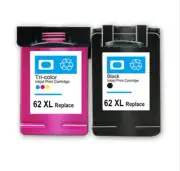 2 x Non-OEM 62XL Ink Cartridges for HP Envy 5540 Envy 7640 Officejet 5740